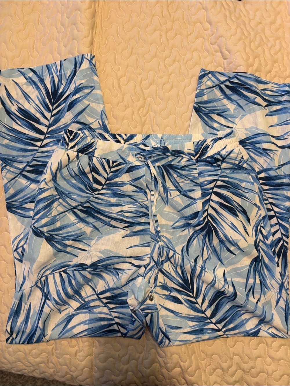 Soho Blue Palm-Print Bermuda Shorts